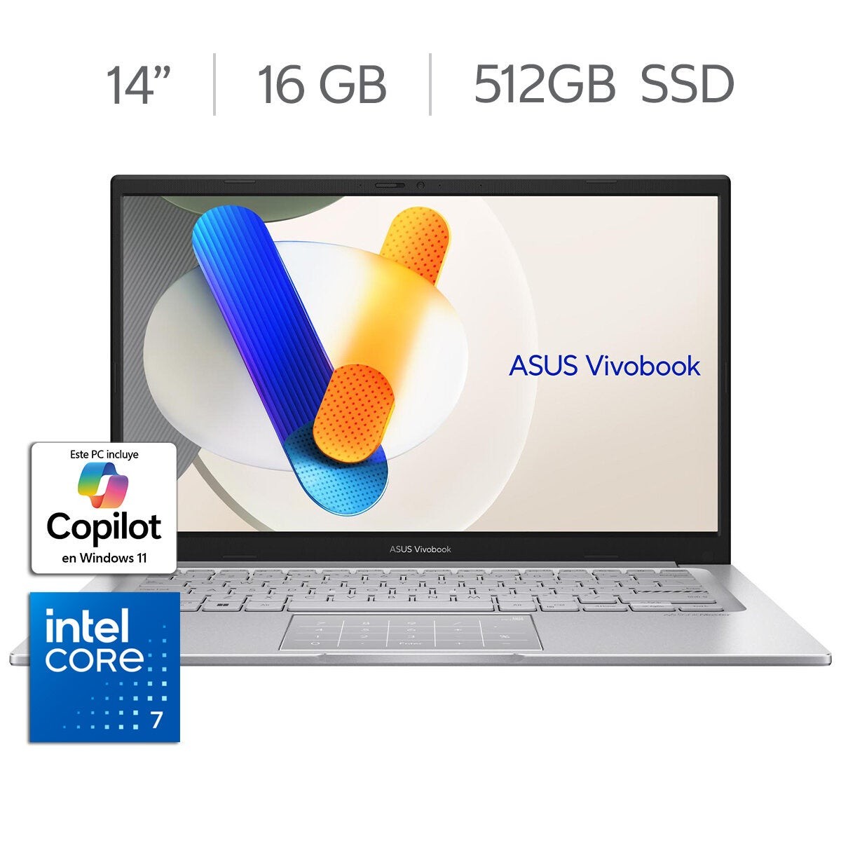 Laptop ASUS Vivobook 14 Intel Core 7, 16GB RAM, 512GB SSD